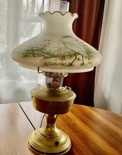 Vintage# 12 Aladdin Lamp Hand Painted Shade Egrets/water/reeds Signed Drewitz