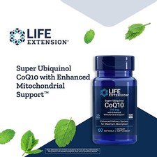Life Extension Super Ubiquinol CoQ10 Absorbable, Cell Energy, Heart  Brain 60 S