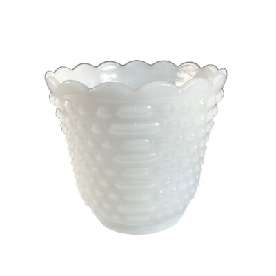 Vintage Fire King Oven Ware Hobnail White Vase Planter 4.25'' MCM Anchor Hocking
