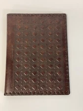 Vintage Hand Tooled Leather Portfolio With Pockets Embossed Made In Italy