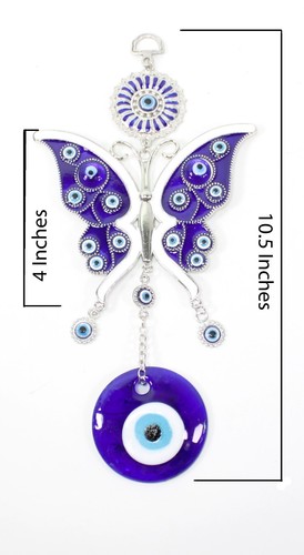 Amuleto de mariposa azul turco grande 4" decoración del hogar colgante de pared, regalo - Imagen 3 de 3