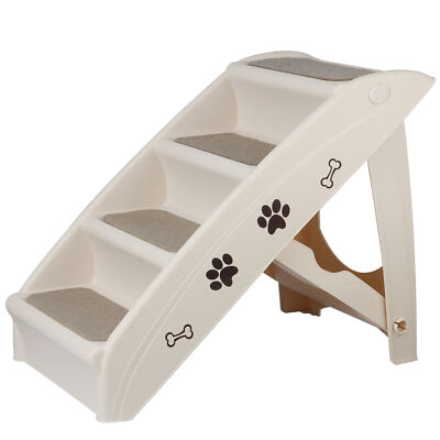 Dog Ladder Support Frame for High Bed Foldable Pet Stairs 4 Non-slip Steps 