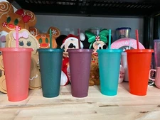 Plastic Glitter Cups Set of 5 24oz reuseable cold cups