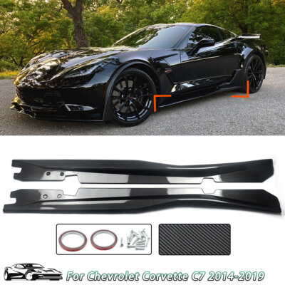 CARBON STYLE For 14-2019 Chevy Corvette C7 Z06 Style Side Skirts Extensions Lip
