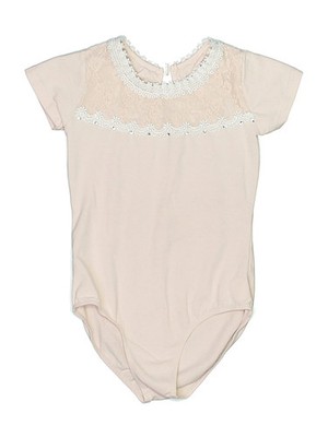 Unbranded Girls Ivory Short Sleeve Bodysuit 130 cm