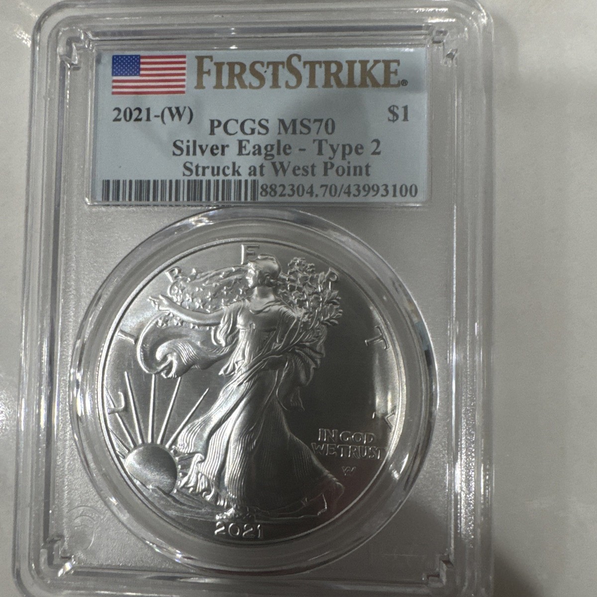2021 (W) 1 oz Silver American Eagle Type 2 PCGS MS 70 FS West