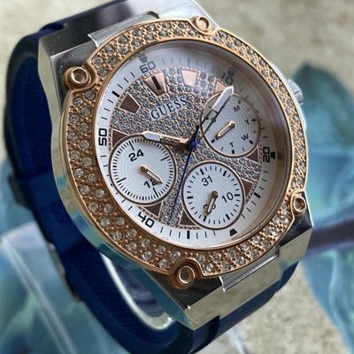 Guess Uhr ZENA Damen Multifunktions Zifferblatt Blau Armband Stahl 39mm Gehäuse
