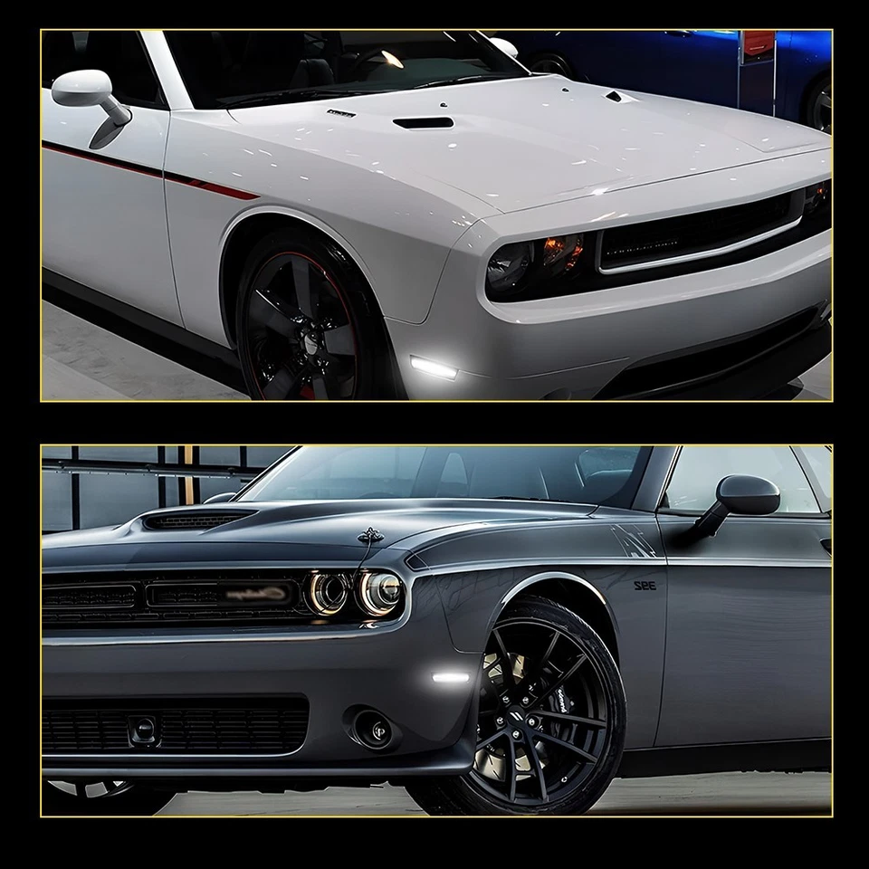 Luces LED de lente blanca transparente luces laterales delanteras para Dodge Challenger 14 2008 Foto 4 de 4