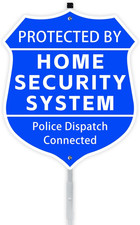 9" X 28" Shield Shape Home Security Signs for Yard with Stake and Accessories, P