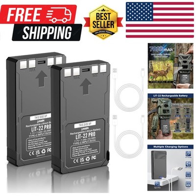 2 Pack LIT-22 Battery 7000mAh Rechargeable Lithium Battery for SPYPOINT Trail...