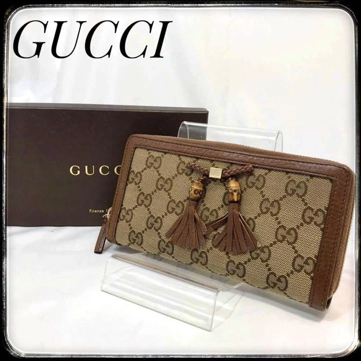 Beauté Ancien Portefeuille Long GUCCI Motif GG Toile Cuir