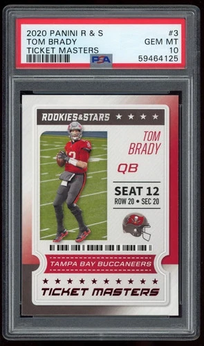 Tom Brady PSA 10 GOAT 2020 Panini Rookies & Stars  Ticket Masters #3 (rare 10)