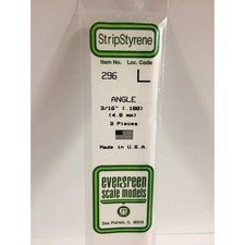 Evergreen 296 Styrene Plastic Angle 0.188" 4.8mm x 14" 3
