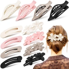 12 Pcs Flat Hair Clips for Women 3 Styles French Flat Claw Clips Strong Hold ...