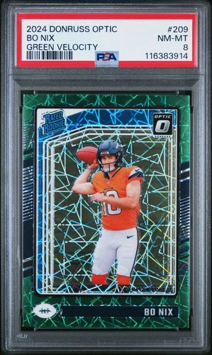 2024 PANINI DONRUSS OPTIC GREEN VELOCITY #209 BO NIX ROOKIE RC PSA 8