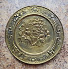 Vintage Brass Wall Plate With an Embossed Tavern Scene, Stamped Brass Relief — photo 2