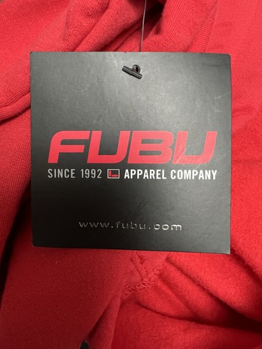 Vintage Fubu Hoodie Mens 3XL Red Sweater FB Spellout 90s Y2K Streetwear Hip-Hop - Picture 4 of 7