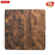 14" Square End Grain Acacia Chef's Board - Sustainable Kitchen Essential
