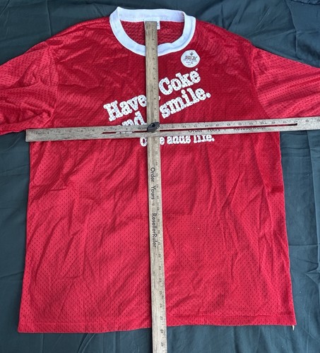 Vintage HAVE A COKE AND A SMILE 70s Coca-Cola Mesh Ringer Made in USA t-shirt XL - Picture 7 of 10