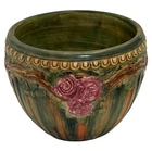 Vintage Weller Jardiniere Flemish Pottery Vase Bowl Rose Vine Handpainted EUC