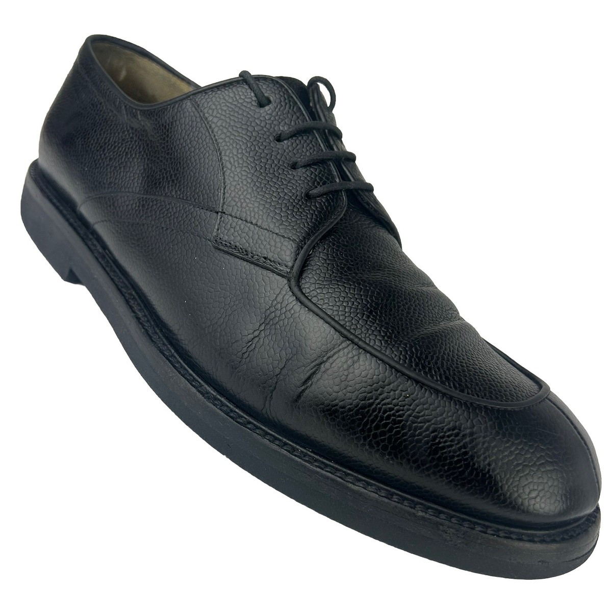 Bruno Magli Renato Mens 11 Black Pebbled Leather Lace Casual Derby