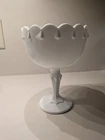 VTG Indiana Glass Milk Glass Large Tear Drop Compote Pedestal Bowl~Nice!!! 1960s