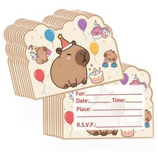 Tarjeta de invitación Capibara animal de zoológico fiesta de cumpleaños invitación súper linda 10 un.