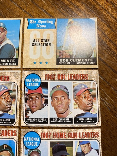 (6) 1968 TOPPS BASEBALL HOF/STAR CARDS AARON ROBERTO CLEMENTE GOOD-VG-EX READ - Picture 12 of 24