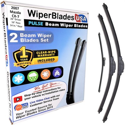 Wiper Blades For 2007 Mazda CX-7 (1yr Warr) Set/3 w/Rear Beam Windshield Wipers