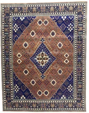Hand-Knotted Geometric Oriental Rug Extra Large Living Room Carpet 10x15ft