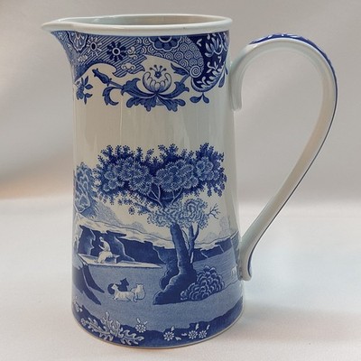 Spode italienisches Design blau & weiß Keramik Wasserkrug Krug 7'' hoch England