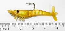 Bulk Quantity of 12 Artificial Shrimp Gold with Hook New Old Stock 4-1/4"