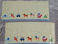 2 Pottery Barn Window Valence, Green, Animals, Transportation 43" X 18" Each