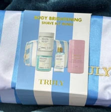 TRULY Body Brightening Shave Kit Minis 5Pc Set Blue White Satin Bag + FREE GIFT!
