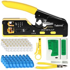 RJ45 Crimp Tool Kit Pass Through Ethernet Crimping Tool