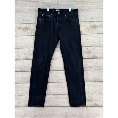 Edwin ED-80 Slim Tapered Selvedge Jeans Mens 33x32 Black Japanese Premium