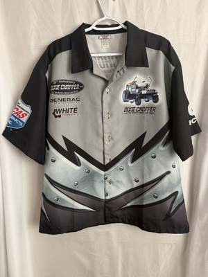#ad Vintage Dixie Chopper Button Up Shirt Men’s L Lucas Oil Generac 25th Anniversary $49.99