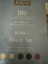 Jubilee King Size Sheet Set 180 TC Soft Percale Deep Wood Cotton Blend Made USA