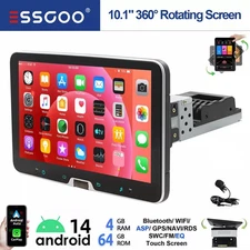 10 Inch 1 DIN Android14 Car Stereo 4+64G Carplay GPS Navi BT FM Rotatable Screen