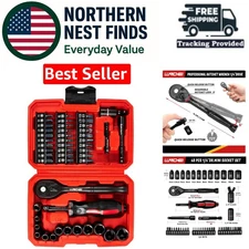 High-Visibility 48-Piece 1/4 Inch Socket Set with Corrosion-Resistant Finish