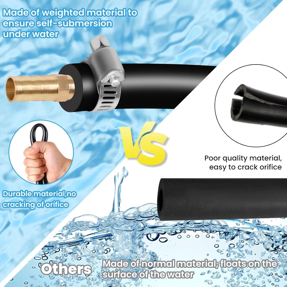 Kit de aireación autohundible de 100 pies - Manguera de estanque con peso de 3/8"" con agua de 8 piezas Foto 3 de 4