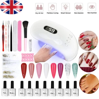 MOMOTS Gel Nail Polish Set with UV Led Nail Lamp Gel Nail Starter Kit Manicure Tool Kit