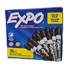 Expo Dry Erase Markers 36ct Chisel Tip Black Low Odor Ink Whiteboard New Sealed