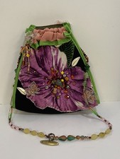Mary Frances Floral Beaded Purse W/ Gemstones Mother-of-Pearl