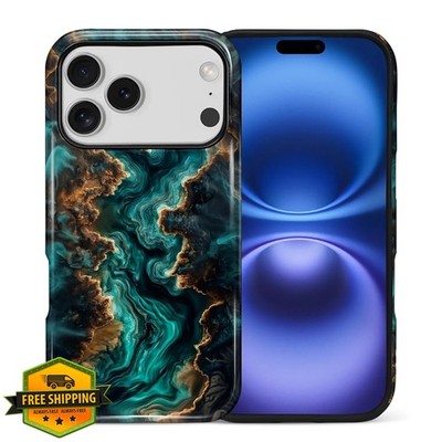 iPhone 17 Pro Case, Dual Layer Slim Shockproof, Green Mud Quicksand Design