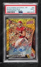 2018 The National VIP Gold Shimmer 1/5 Baker Mayfield #84 PSA 9 MINT Auto 16yo