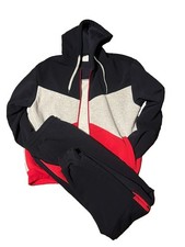 Men s 2XL Colorblock Dark Blue And Grey And Red Tracksuit Set
