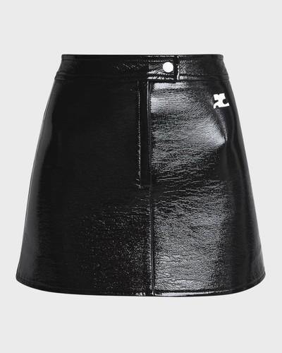 NWT - Courreges - Reedition Vinyl Mini Skirt in Black - Size 38