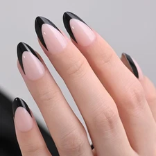 evpct French Tips Press on Nails Short Almond for Women Gift, Light Neutral +...