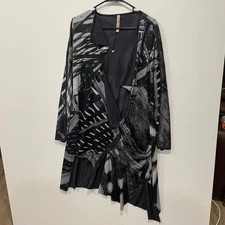 Cynthia Ashby Abstract Avant Garde Drape Cardigan Asymmetrical Duster Jacket Sml